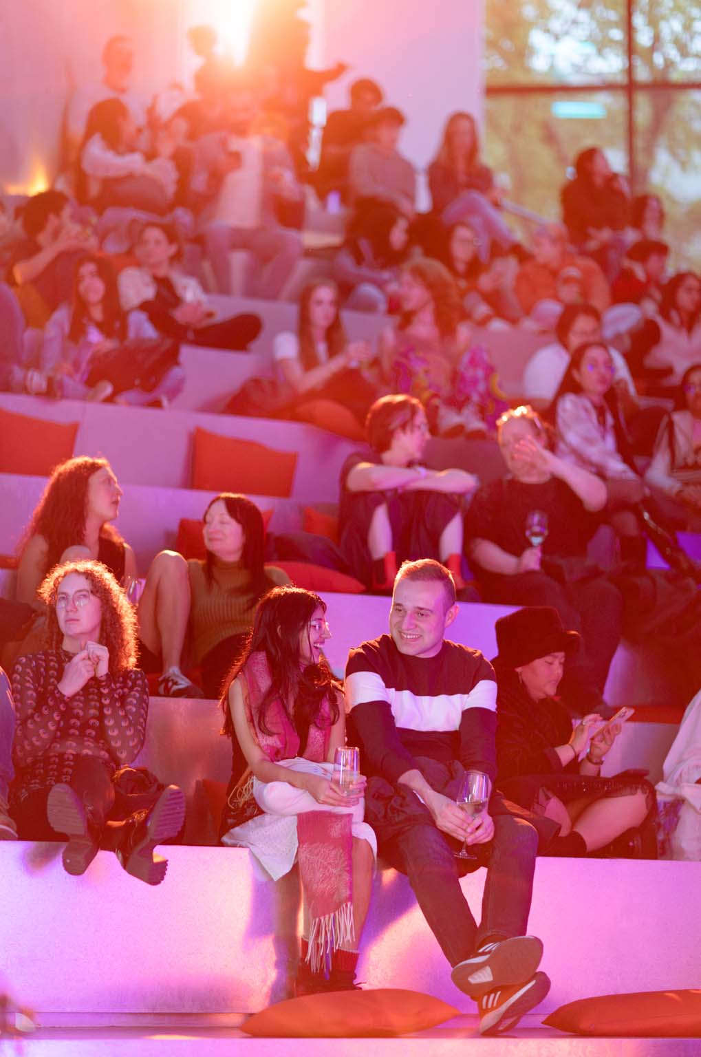 Audience members seated in the Science Gallery Melbourne amphitheatre during Friday Night Social