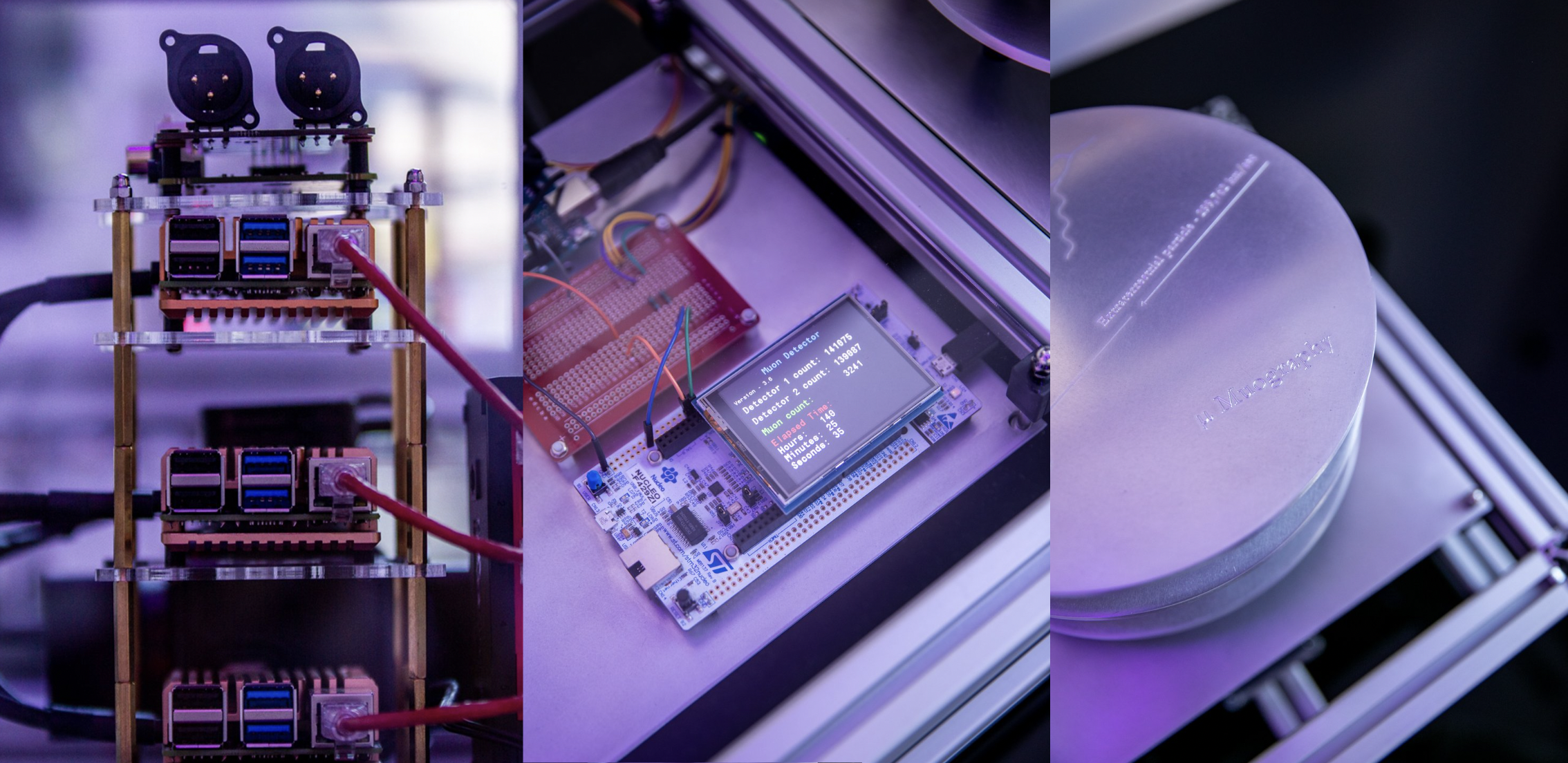 Three details of the handmade μMuography particle detector
